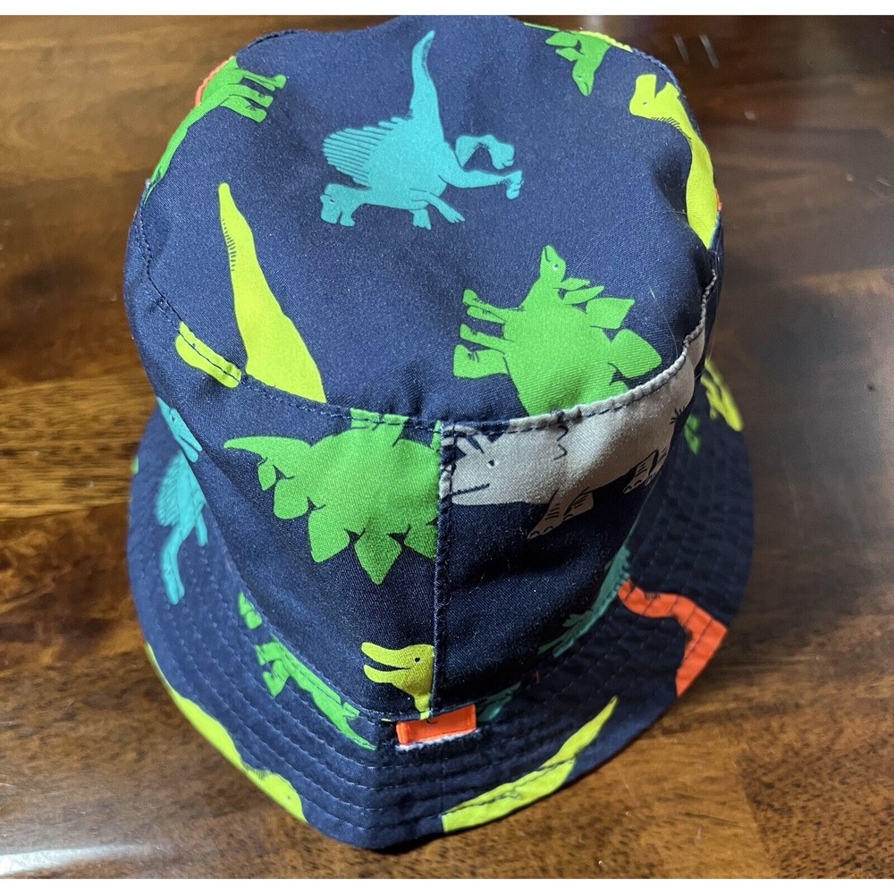 Carters‎ Dinosaur Bucket Hat Sun Hat Reversible Orange Blue 0-9 Months